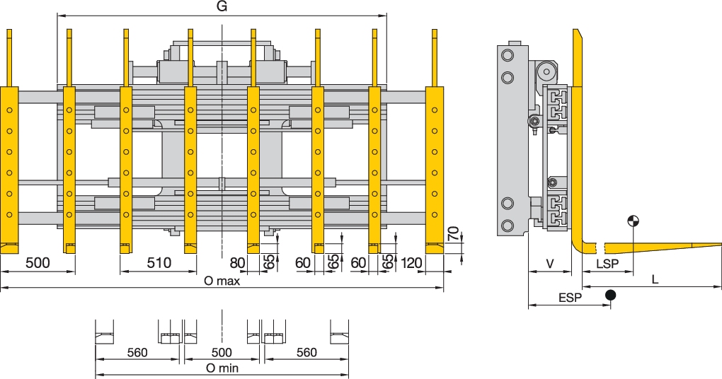 6-8 manipulateurs de palettes avec fonctions hydrauliques Sideshift 2 - Modèle S7-APGI 80-S - 5700 kg de capacité pour chariot élévateur_0