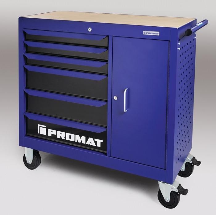 Établi roulant TREND L - 1120x460x1030 mm - 6 tiroirs - 25 kg par tiroir - Charge totale 400 kg - PROMAT_0