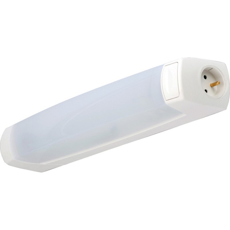 RÉGLETTE SALLE DE BAIN EO S19 SANS SOURCE LUMINEUSE BLANC SSL AVEC PRISE PC 2P+T - L’ÉBÉNOÏD - 055214