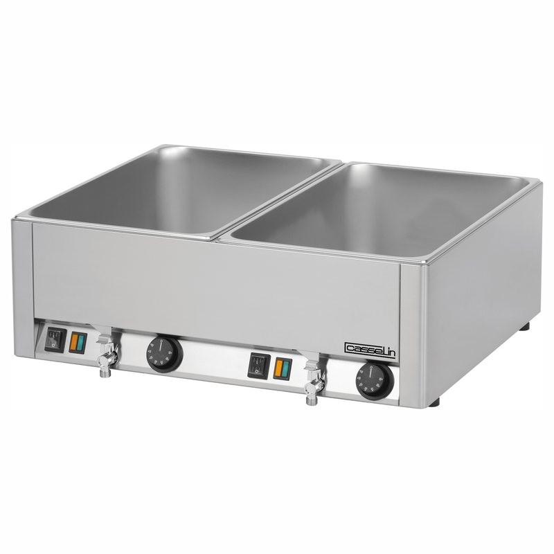 BAIN MARIE CASSELIN CBMDV DOUBLE BACS GN 1/1 AVEC 2 ROBINETS DE VIDANGE CASSELIN