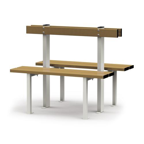 BANC VESTIAIRE DOUBLE SUR PIEDS GES ASSISE EN BOIS