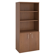 BIBLIOTHÈQUE HAUTE H 182 X L 80 CM AVEC PORTES BASSES NOYER  ARCH