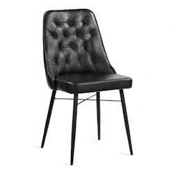 Bistromania Chaise de salle à manger CHESTER - Cuir noir vintage - KH016_0
