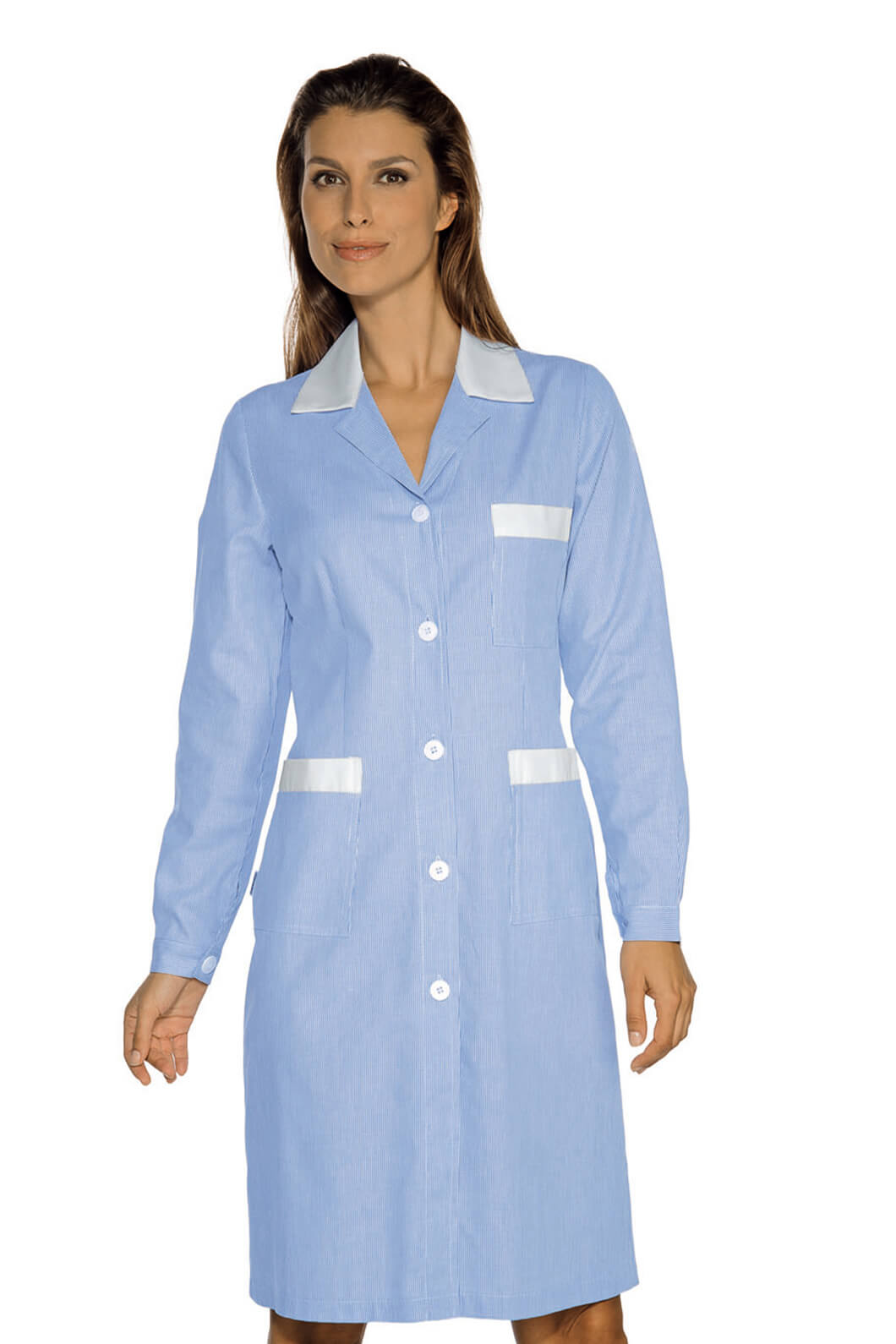 BLOUSE DE TRAVAIL MANCHES LONGUES POSITANO RAYÉ BLEU BLANC 100% COTON