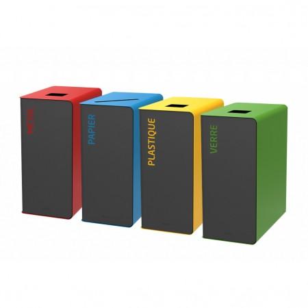 Borne de tri sélectif design - 5 types d'orifices, 8 coloris, acier poudré anti-UV_0