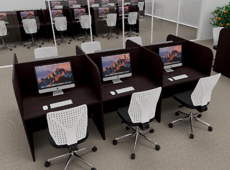 Bureau de call center version double 6 personnes Call. - Wenge, 6 places_0