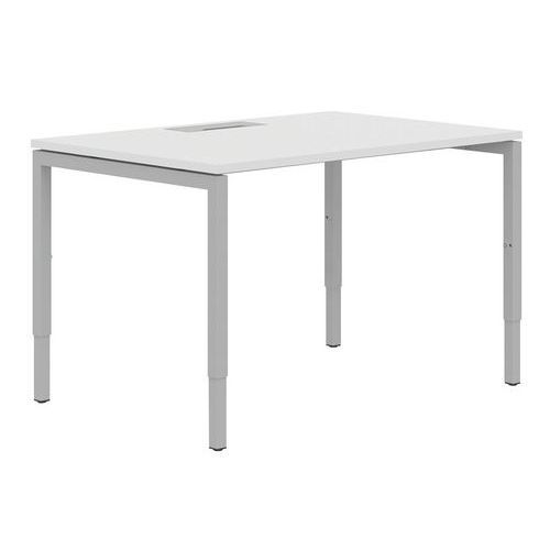 BUREAU DROIT 140 CM PIEDS U AJUSTABLES BLANC/ALU MANUTAN