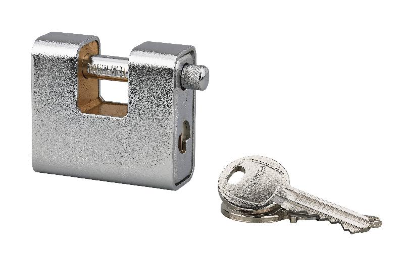 Cadenas à clé blindé Land 60 mm - Corps acier monobloc, blindage cémenté, haute sûreté chantier_0