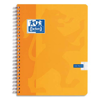 CAHIER OXFORD CLASSIQUE - 17 X 22CM - RELIURE SPIRALES - PETITS CARREAUX - 180 PAGES - 90 G