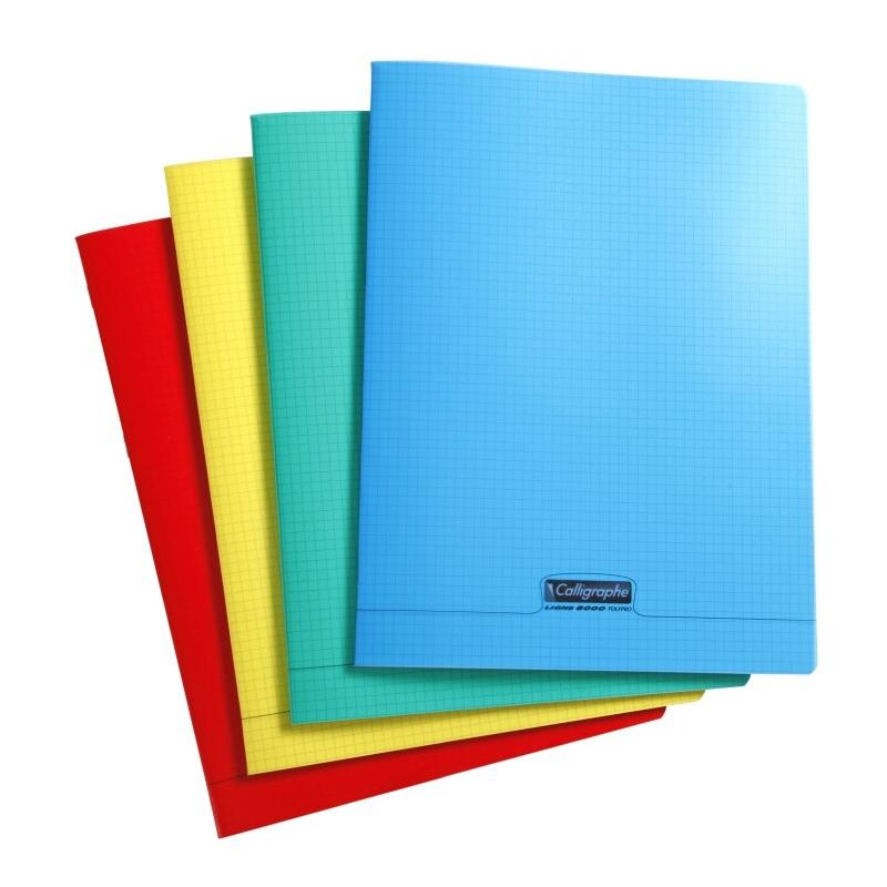 Calligraphe Lot de 4 Cahier Ligne 8000 24x32, 192p./96 feuilles 90 g/m² piquées, couv. PP assortis, quadrillé 5x5 - 3210330184005_0