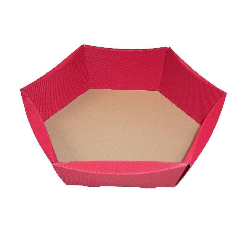 Corbeille hexagonale rouge L43xP35,5xH13cm - à monter - par 10 - carton micro-cannelure_0