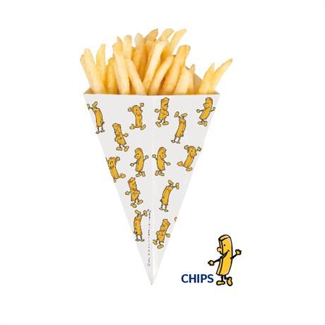 CORNET FRITES 250 G CHIPS 27X16 CM CARTON BLANC (VENDU PAR 1200)