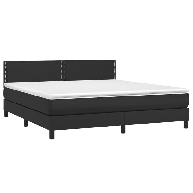 Décoshop26 - Cadre de lit LED avec sommier tête de lit matelas 180x200cm synthétique noir TDL0209152 - noir 3001680082727_0