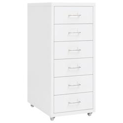 Décoshop26 - Caissons à tiroirs meuble de bureau sur roulettes 6 tiroirs 28 x 41 x 69 cm en métal blanc DEC024568 - blanc 3000254777670_0