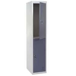 Décoshop26 - Casier en métal 185x38x45cm gris foncé 2 compartiments verrouillables avec 2 tringles à vêtements 04_0003624 - gris 3000485632694_0