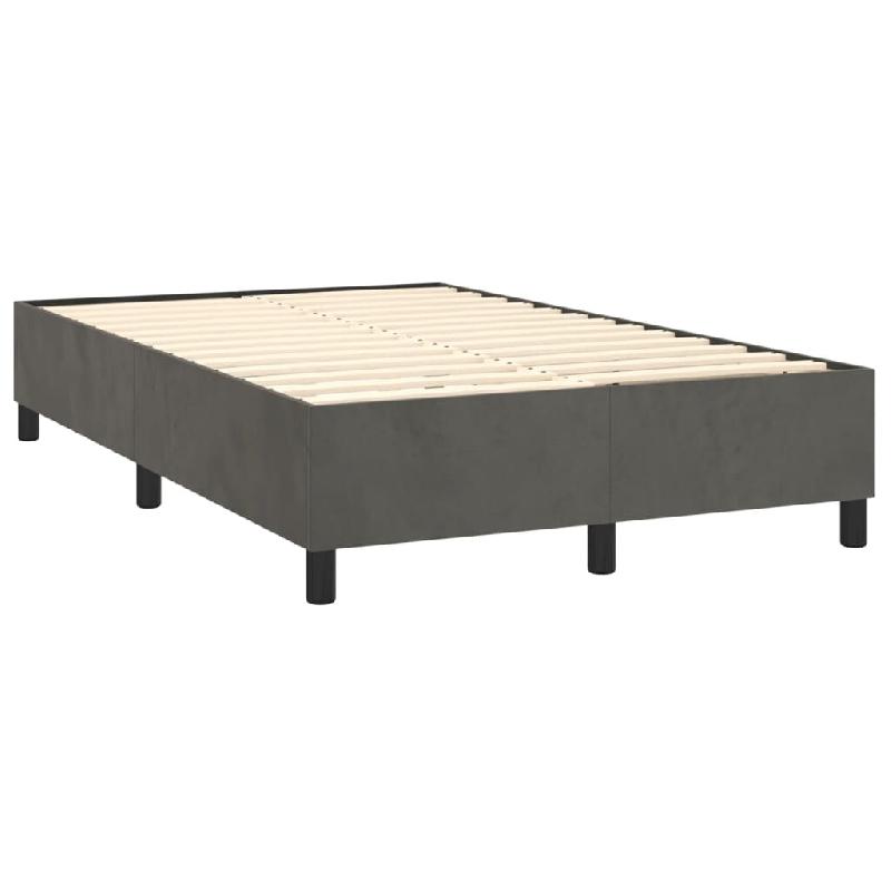 Décoshop26 - Sommier à lattes sur pieds cadre de lit 120x200 cm tissu velours gris foncé TDL0207142 - gris 3001166788006_0