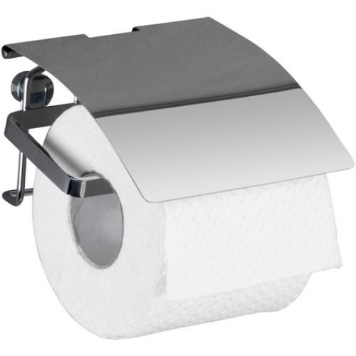 DÉROULEUR PAPIER WC -SUPPORT MURAL AVEC COUVERCLE - ACIER INOX WENKO