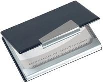 ÉTUI POUR CARTES DE VISITE 'ALUMINIUM/IMITATION CUIR' - LOT DE 2