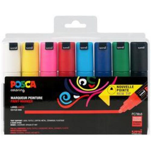 FABER-CASTELL Etui de 8 marqueurs peinture Posca 7M, pointe conique 4,5 à 5,5 mm, 8 couleurs - 3296280038612_0