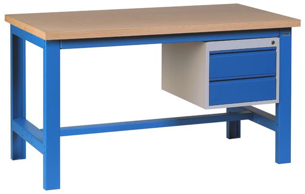 ETABLI SH 40 PLATEAU HÊTRE MULTIPLIS 1800X750+ 2 TIROIRS BLEU RAL 5015 - MANUTAN COLLECTIVITÉS