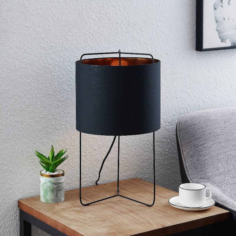 LINDBY KESTA LAMPE À POSER, NOIRE-DORÉE, 50 CM