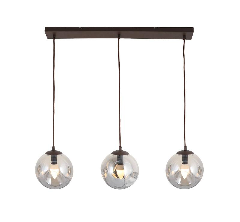 LINDBY SUSPENSION VALENTINA, E14, 3 LAMPES, GRIS FUMÉ, VERRE