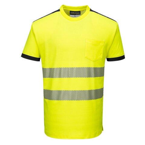 LOT DE 2 - PORTWEST T181 T-SHIRT HV PW3 JAUNE/NOIR - TAILLE XL