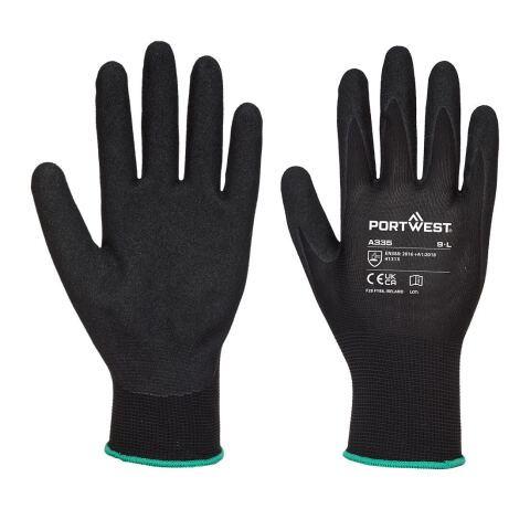 LOT DE 24 - PORTWEST A335 GANT DERMI-GRIP NPR15 NITRILE SABLÉ NOIR - TAILLE XXL - LA PAIRE
