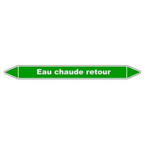 LOT DE 5 - MARQUEUR TUYAUTERIE - EAU CHAUDE RETOUR - VINYLE LAMINÉ 450 X 52 MM
