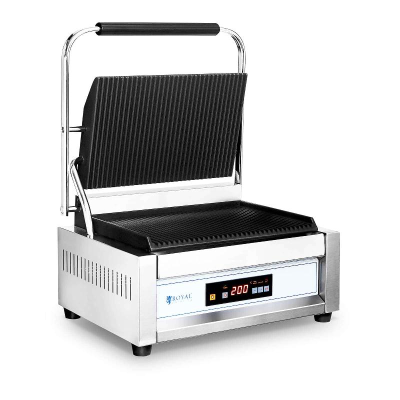 Machine à panini grill professionnelle - toaster croque-monsieur 2200 W - 50-300 °C - acier inoxydable - Royal Catering - 14_0004015_0