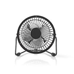 Mini ventilateur en métal - 10 cm de diamètre - alimenté par USB - noir - usage non intensif - Nedis - 3665476673393_0