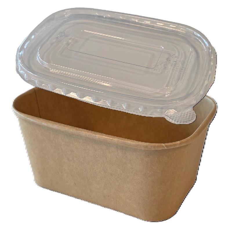 NOVABOWL Combo Saladier Pokebowl Rectangulaire Kraft 173x121x85mm 1000ml   - Spécial Plat Chaud & Micro-ondes - Ingraissable - Lot de 900 - beige en_0