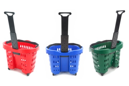 Panier à roulettes - poignée télescopique et anse - capacité 43 litres_0