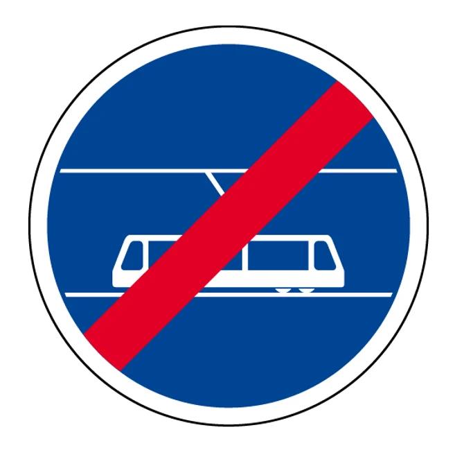 Panneau B45b - Fin de voie réservée aux tramways - Classe 1, 450 mm_0