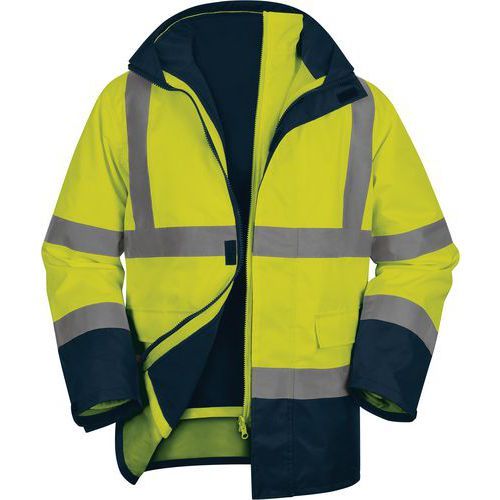 PARKA 5 EN 1 HAUTE VISIBILITÉ JAUNE FLUO-MARINE TAILLE S - DELTA PLUS