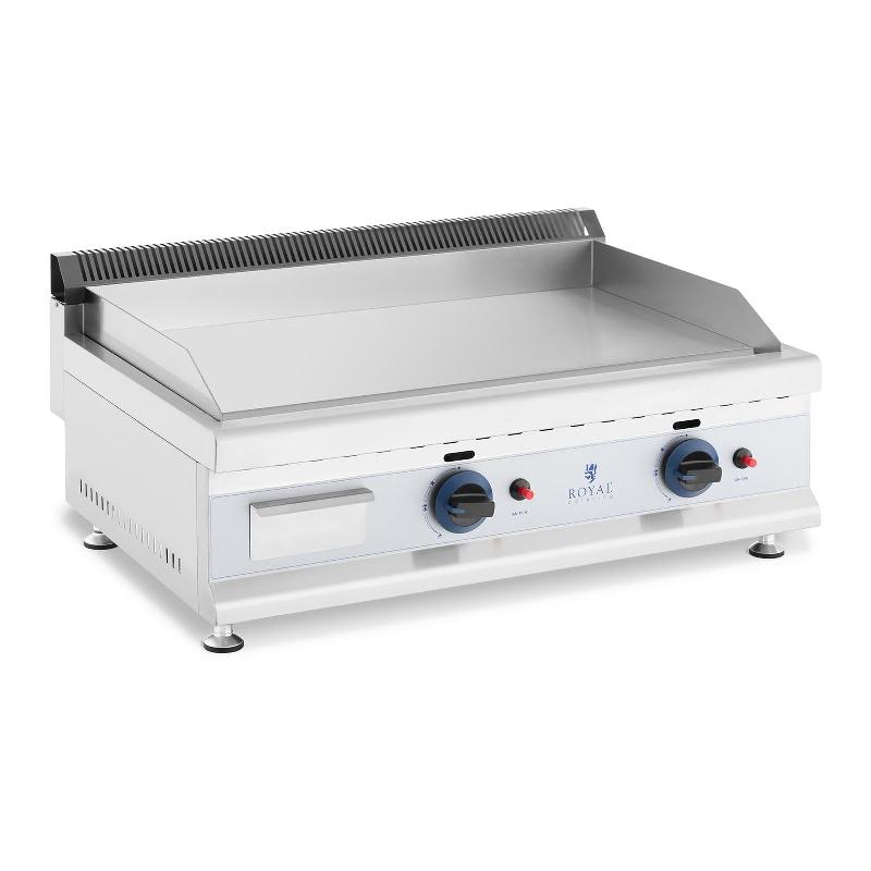 Plancha à gaz naturel en inox - Grill professionnel 75 cm - 2 zones de cuisson - 2 x 3 100 W - Plaque lisse 74,5 x 40 cm - Évacuation des graisses - 50-300°C (14_0004036)_0