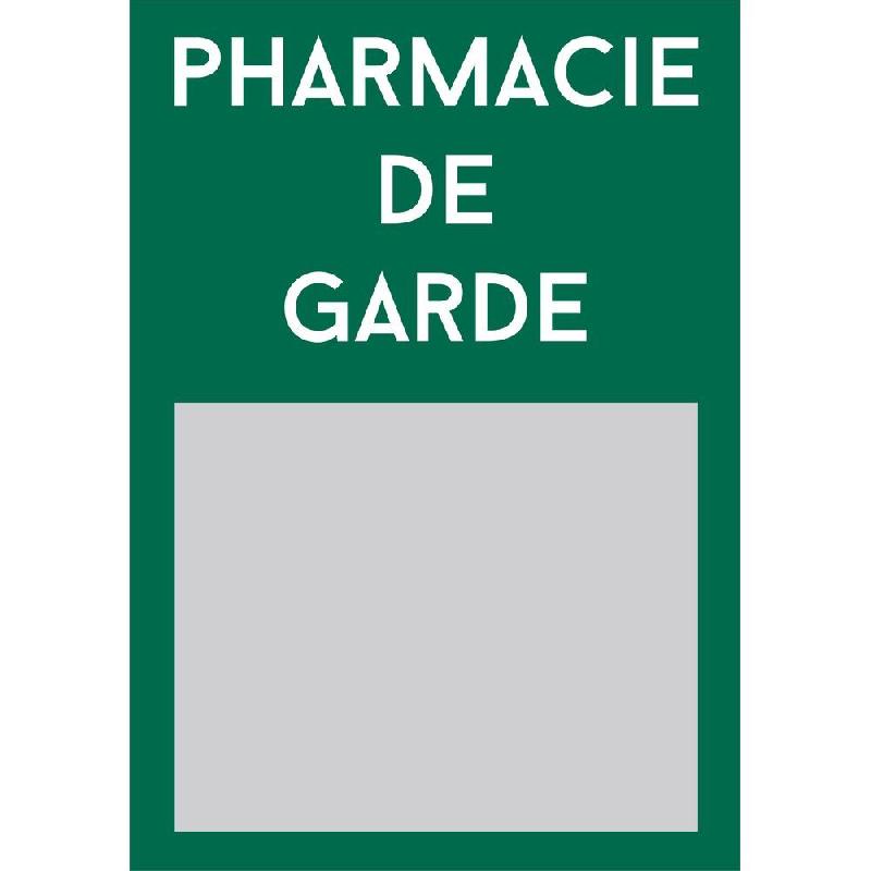 Plaque pharmacie de garde 200x285mm - Plexiglass avec ventouse et chaîne de 30cm - Lettres blanches sur fond vert_0