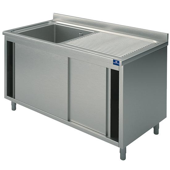 Plonge inox sur armoire 1 bac égouttoir à droite portes coulissante... - PGLA0028_0