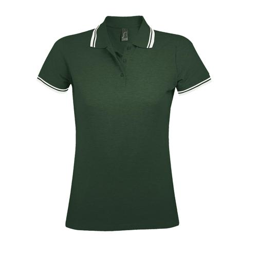 POLO PERSONNALISABLE FEMME EN COTON PEIGNÉ VERT FORET/BLAN