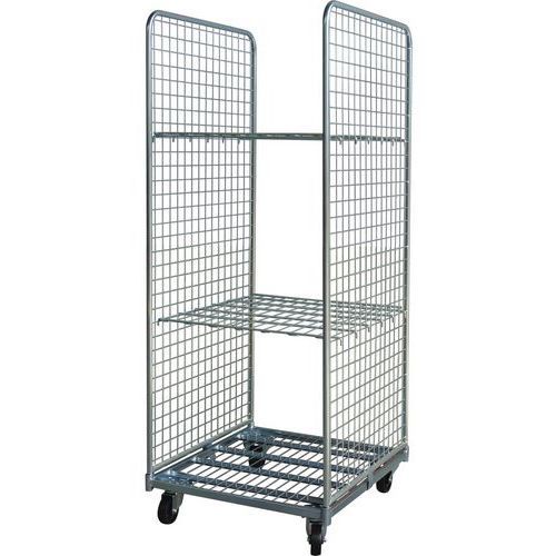ROLL CONTENEUR EN MAILLE 2 CÔTÉS - 2 TABLETTES 720X800X1800 - ITALIANA CONTENITORI