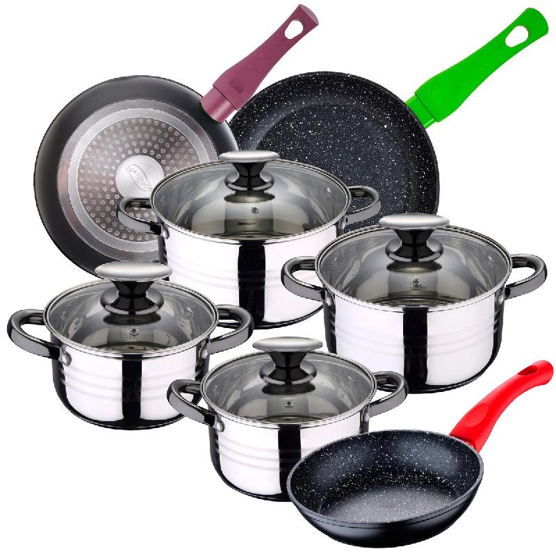 San Ignacio - Batterie de cuisine 16/18/20/24 cm en acier inoxydable avec jeu de poêles 18/22/26 cm Jolie en aluminium forgé - multi-matériau PK3699_0