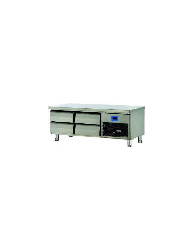 Soubassement réfrigéré à 4 tiroirs - Inox AISI304 - 1420x700x600 mm - Froid positif -2°C à +8°C - SBRP4T-1420_0