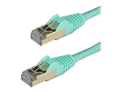 STARTECH.COM 3M CAT6A ETHERNET CABLE, 10 GIGABIT SHIELDED SNAGLESS RJ45 100W POE PATCH CORD, CAT 6A 10GBE STP NETWORK CABLE W/STRAIN RELIEF, AQUA, FLUKE TESTED/UL CERTIFIED WIRING/TIA - CATEGORY 6A - 26AWG (6ASPAT3MAQ) - CORDON DE RACCORDEMENT - 3 M - TUR