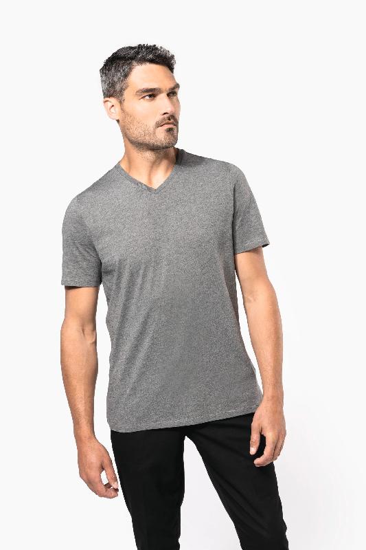 T-shirt homme Supima col V manches courtes - Réf : K3002 - coton soyeux et coupe ajustée_0