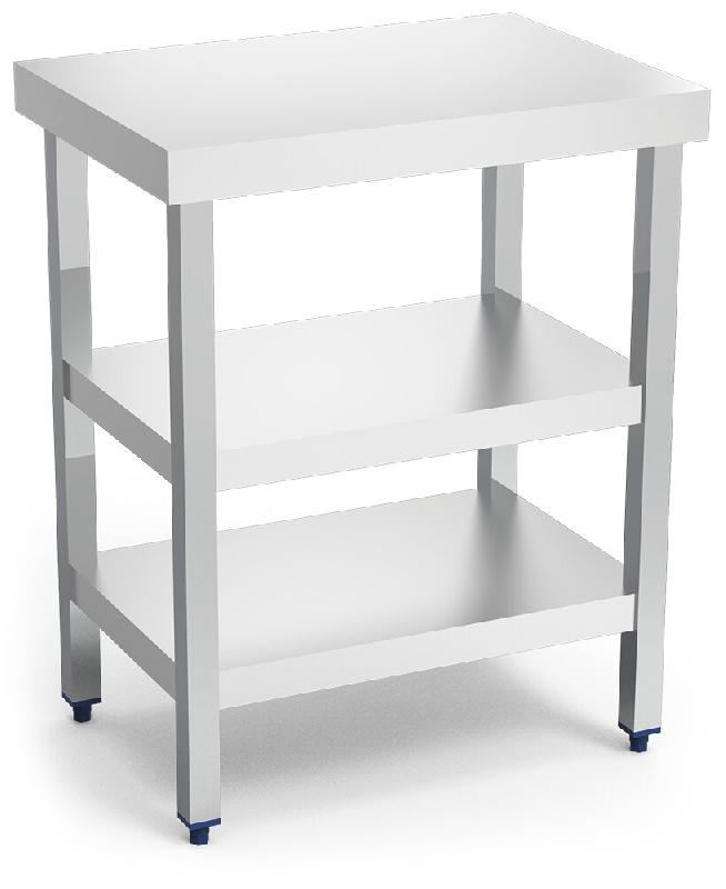 Table centrale avec 2 étagères. Trancheuses à viande spéciales. Table centrale avec 2 étagères 705x505x853 mm. Machines spéciales. Horemaq - 074402_0
