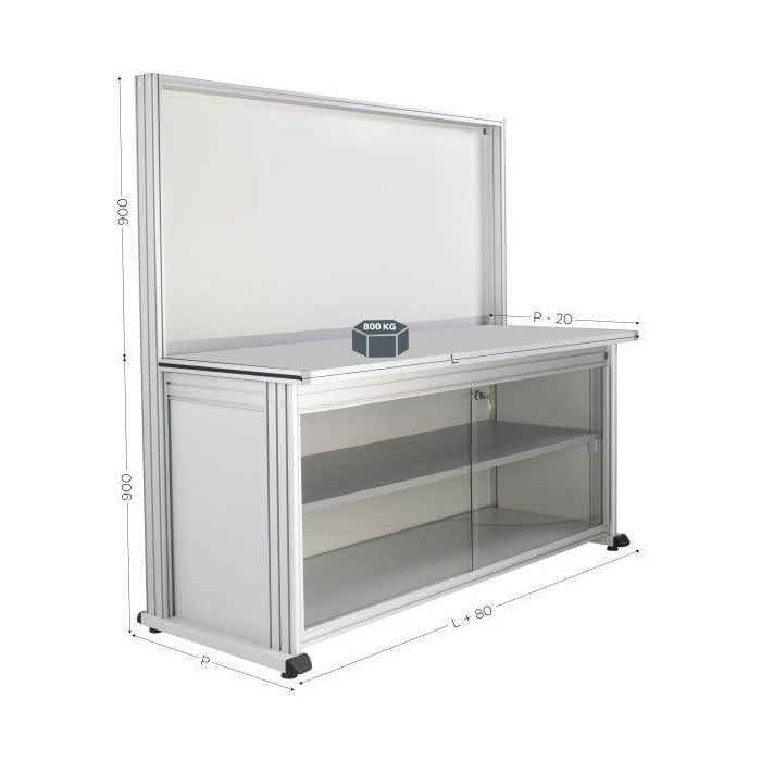 Table de travail ergonomique modulable - QUALIPOST 3000D - Largeur 800 à 2000 mm - Charge jusqu'à 800 kg_0
