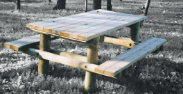 Table pique nique Forestière bois rond 6 places à sceller_0