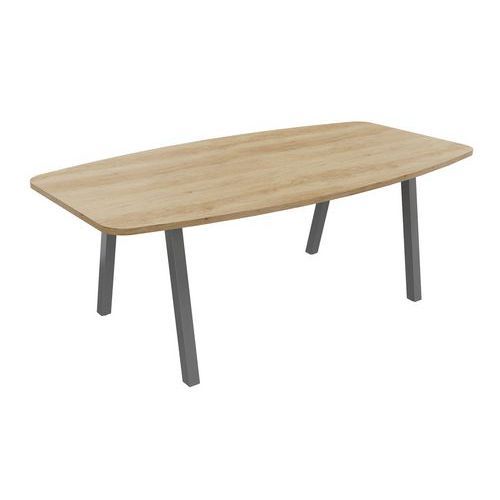 TABLE TONNEAU PARTAGE 200 X 100 CM CHÊNE VIEILLI / ALU - BURONOMIC