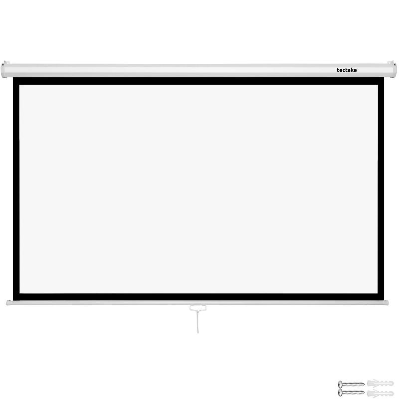 TecTake GmbH tectake Écran de projection Cinema vidéoprojecteur 16:9 4K HD Ultra HD montage mural plafond 84 pouces 201x128cm toile blanc gain 1.0 -_0