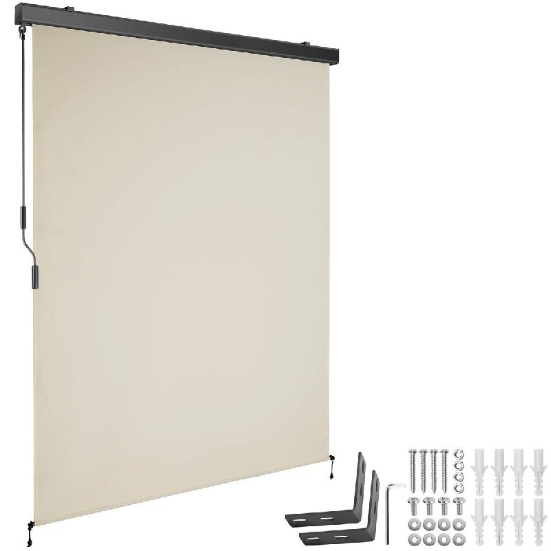 Tectake Store banne verticale ELOISE avec 2 supports muraux - 140 x 250 cm, beige - 406137 - beige polyester 406137_0